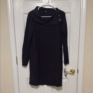 Black Button-Detail Dress